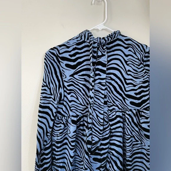 VIBE Blue and Black Zebra Print Dress Big Girl or Women's Size 14 NWT - Picture 9 of 15